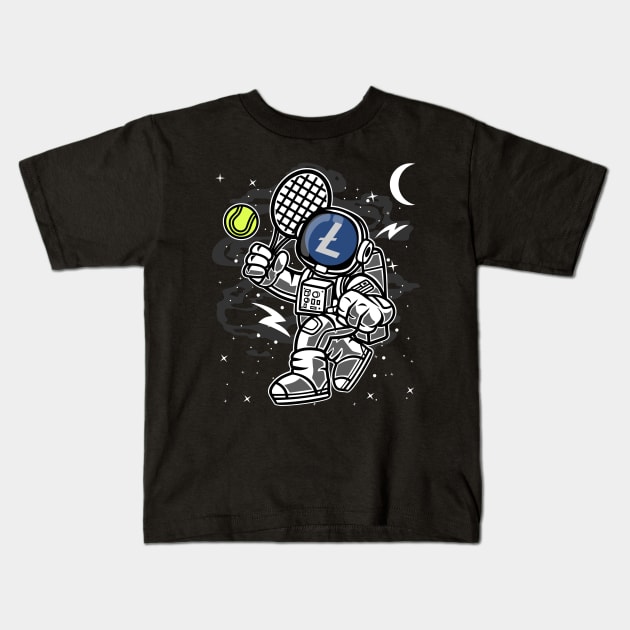 Astronaut Tennis Litecoin LTC Coin To The Moon Crypto Token Cryptocurrency Blockchain Wallet Birthday Gift For Men Women Kids Kids T-Shirt by Thingking About